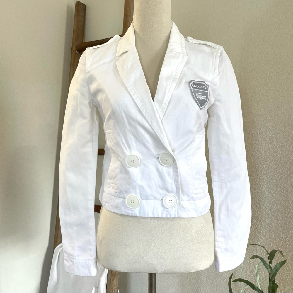 SOLD… Rare Vintage LACOSTE Women's White Linen Blend Paris France Blazer 36